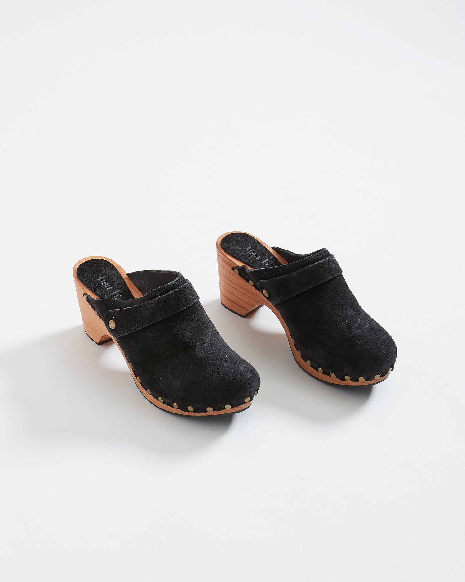 High Classic Suede Clogs in Black | lisa b.