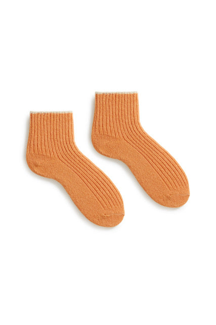 women's tipped rib wool cashmere shortie socks