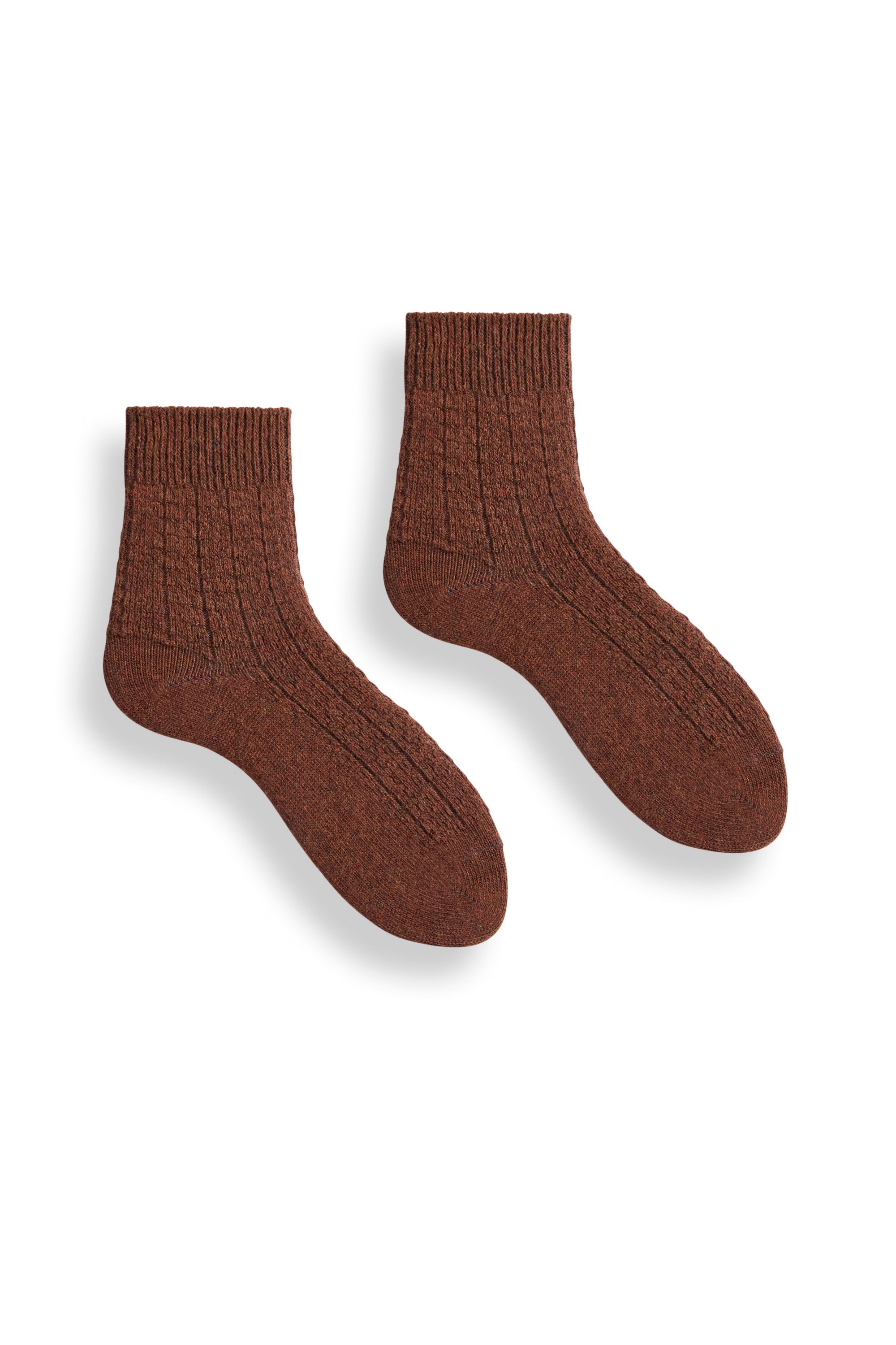 women's wool cashmere rope stitch quarter-crew socks