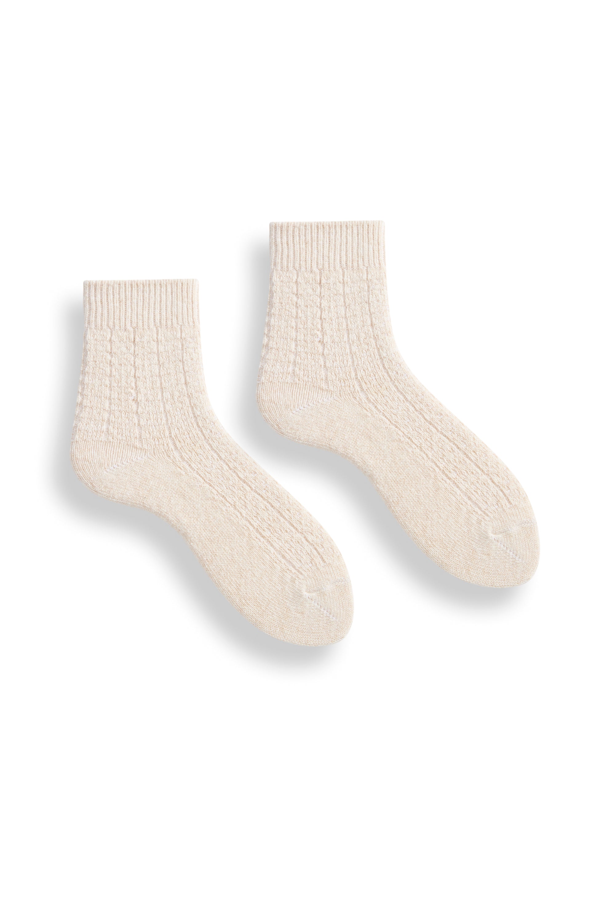 women's wool cashmere rope stitch quarter-crew socks