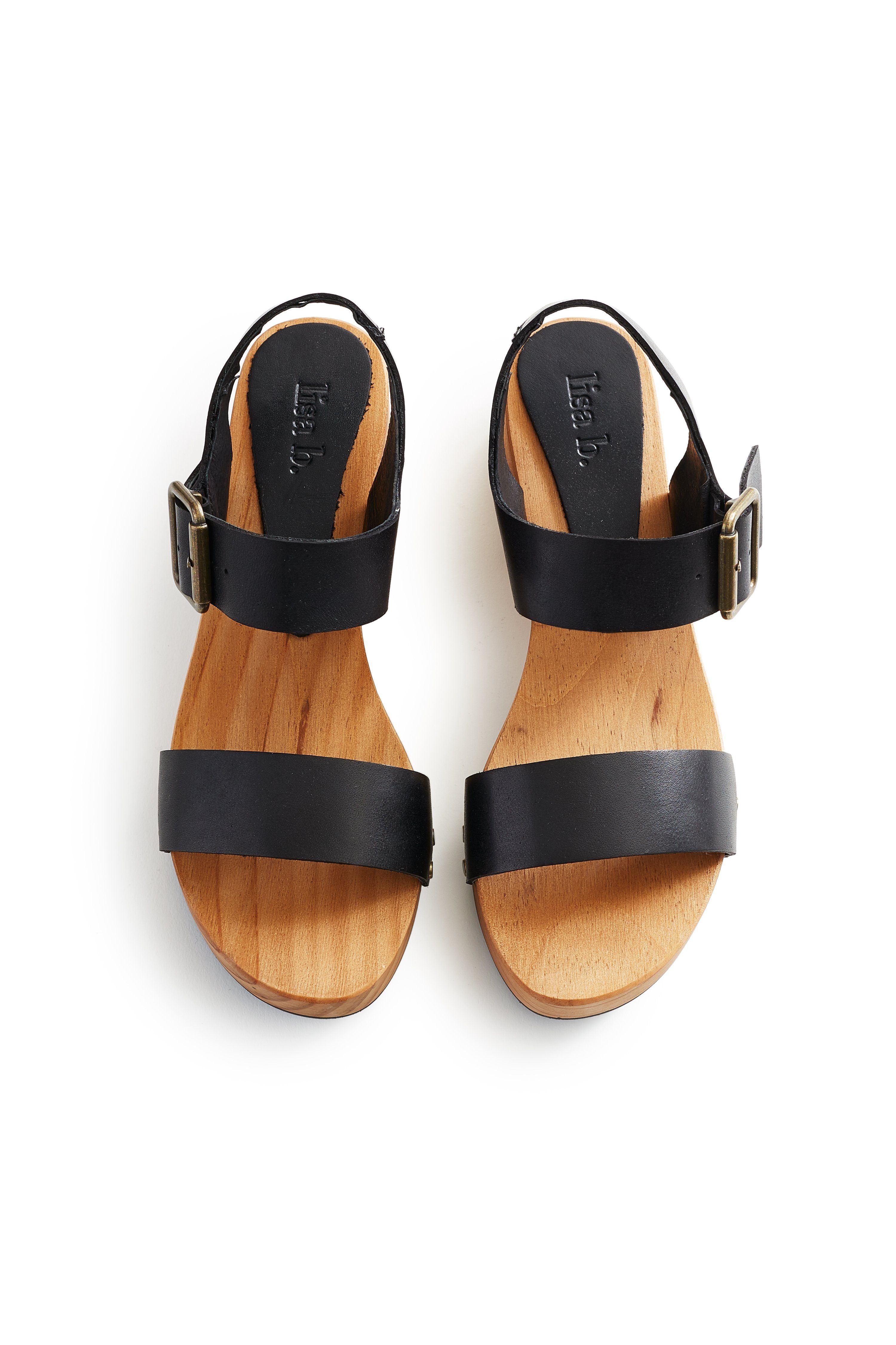 double strap clogs in black Clogs lisa b. 