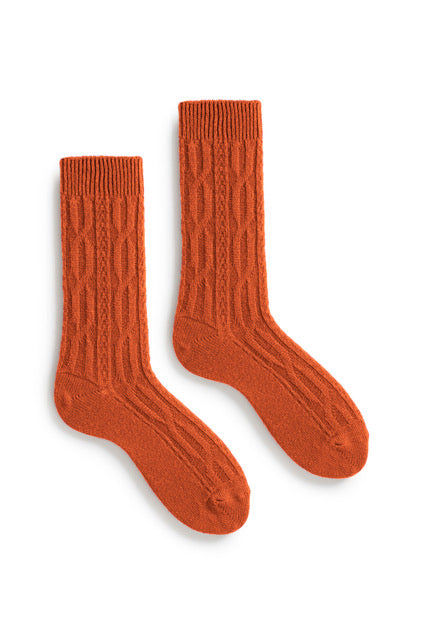 women's chunky cable wool cashmere crew socks | lisa b.